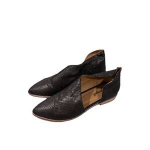 Free People Womens Textured Royale Flat Cap-toe Dark Brown Boho Western 7.5/38